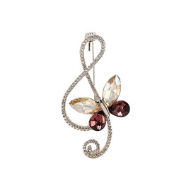 Butterfly Music Knot Brooch Cubic Zirconia Delicate Sparkling Crystal Music Pins Dress Suit Shirt Scarf Jackets Hat Bag Brooch for Women Men Girls Musicians Party Jewelry, Metal, Cubic Zirconia