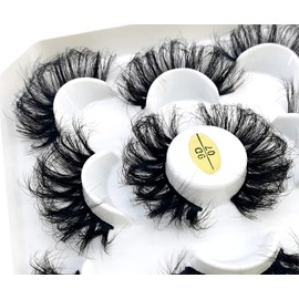 HBZGTLAD new 5 Pairs 25 mm 3d Mink Lashes Bulk Faux with Custom Natural Mink Lashes Pack Short Wholesales Natural False Eyelashes (9D-07)