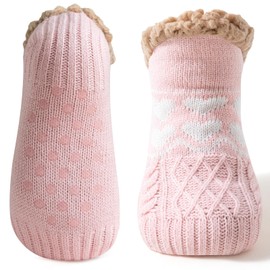Eono Fluffy Slipper Socks for Women, Warm Cosy Fuzzy Socks, Winter Thick Slipper Socks With Grippers, Bed Socks Ladies Non Slip One Size Christmas Gifts