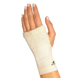 UptoFit- Copper Wrist Compression Sleeve, Hand Brace Wrist Support for Carpal Tunnel, Wrist Brace for Tendonitis, Breathable Copper Compression Sleeve, White/Skin in Large, Pack of 1
