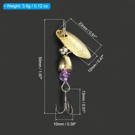 PATIKIL Trout Lures 1/8 oz, 10Pack Trout Fishing Lures Spinnerbait Treble Hooks Fishing Spinners Baits Tackle for Freshwater Saltwater Fishing, Gold Tone