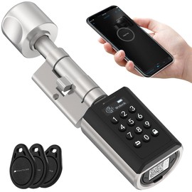 VisorTech Automatic door lock: electronic lock cylinder for doors 30-70 mm, transponder app (lock ZigBee, front door lock)