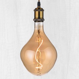 WHFIALUX Oversized Decorative LED Light Bulbs, Giant Vintage Edison Light Bulb, A53(A165) Huge A Type Bulbs, Amber Glass 2200K Warm White, 6W Dimmable 250LM(50W eq.), E26 Base