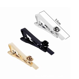 Yierda 3Pack Rose Tie Clips Set for Men Unique Gold Silver Black Flower Tie Bar Clip Party Wedding Holiday Novelty Jewelry with Box