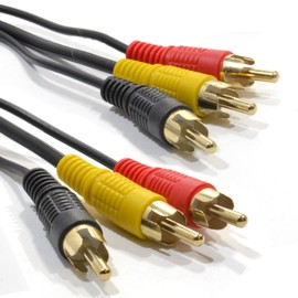 kenable TRIPLE RCA Phono Plugs to Plugs COMPOSITE & Audio Cable Lead 1m GOLD [1 metres]