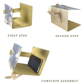 Universal portable folding smartphone 3D screen magnifier for all smartphone types. Smartphone screen magnifying glass with 3D effect. Gold / Gold / Hatchback /