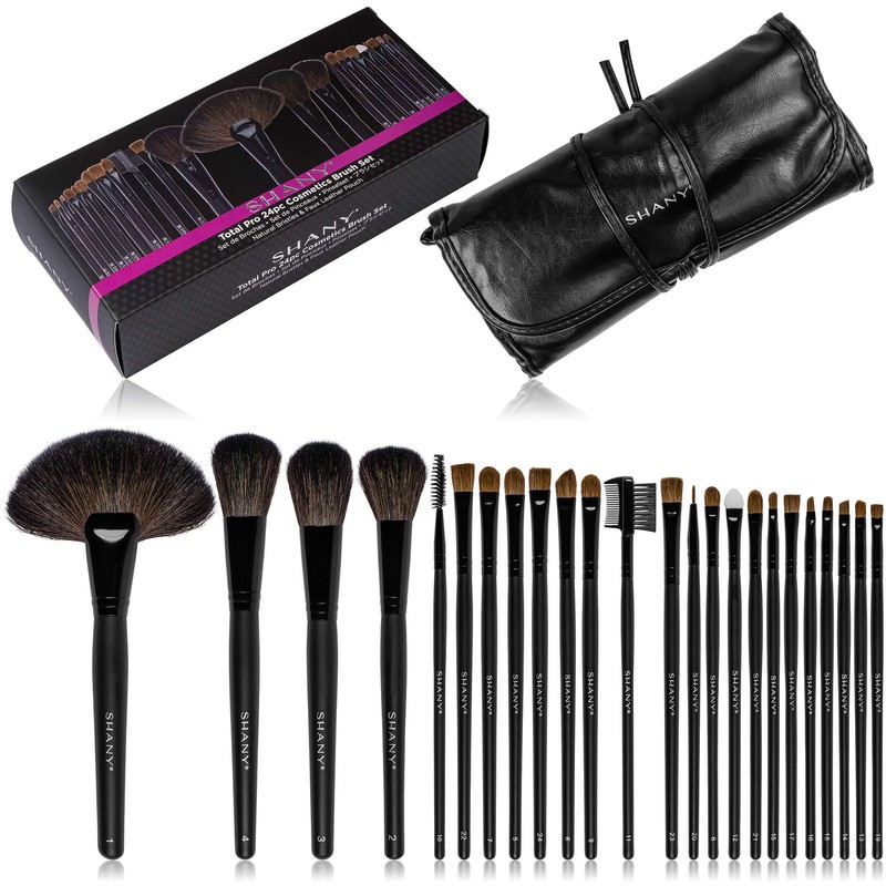 SHANY Studio Quality Natural Cosmetic Brush Set with Leather Pouch,