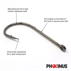 Phoxinus Baitholder Hooks - Freshwater and salt water fishing Ideal for Pike, Catfish, Cod, Bass, Pollock, Conger, Tope more Course sea tackle (Pack of 10 Hooks, #6)
