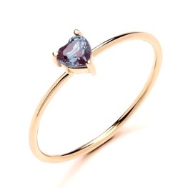 Old English Jewellers 9ct Yellow Gold Alexandrite Heart Solitaire Ring size J K L M N O P Q R S June Birthstone (M)