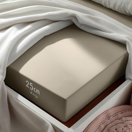 Aspire Homeware King Size Fitted Sheets - 25 cm Deep Hotel Quality (Cream) Bed Sheets - Soft & Breathable Fitted Sheets King Size - Anti-Wrinkle Easy Care Fitted Sheet