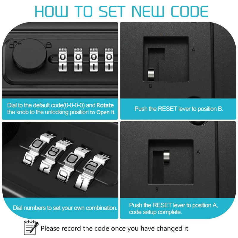 TNIIFXC Security Case LockBox with Code, Portable Safe Box with
