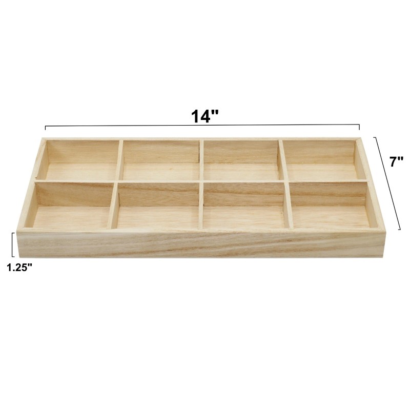 Creative Hobbies 8 Section Wooden Trays, 14" × 7" Rectangular
