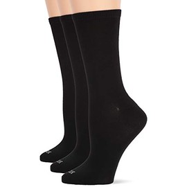 HUE Women's Super Soft Crew 3 Pair Pack Casual Socks, Black, One Size US