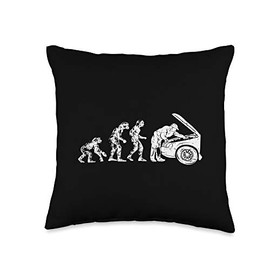 Human Evolution Car Mechanic Funny Automotive Dad Men Gift Throw Pillow