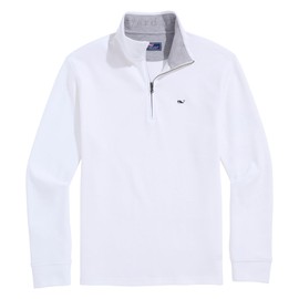 vineyard vines Men's Solid Saltwater Quarter-Zip, White Cap