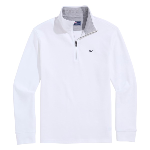 vineyard vines Men's Solid Saltwater Quarter-Zip, White Cap