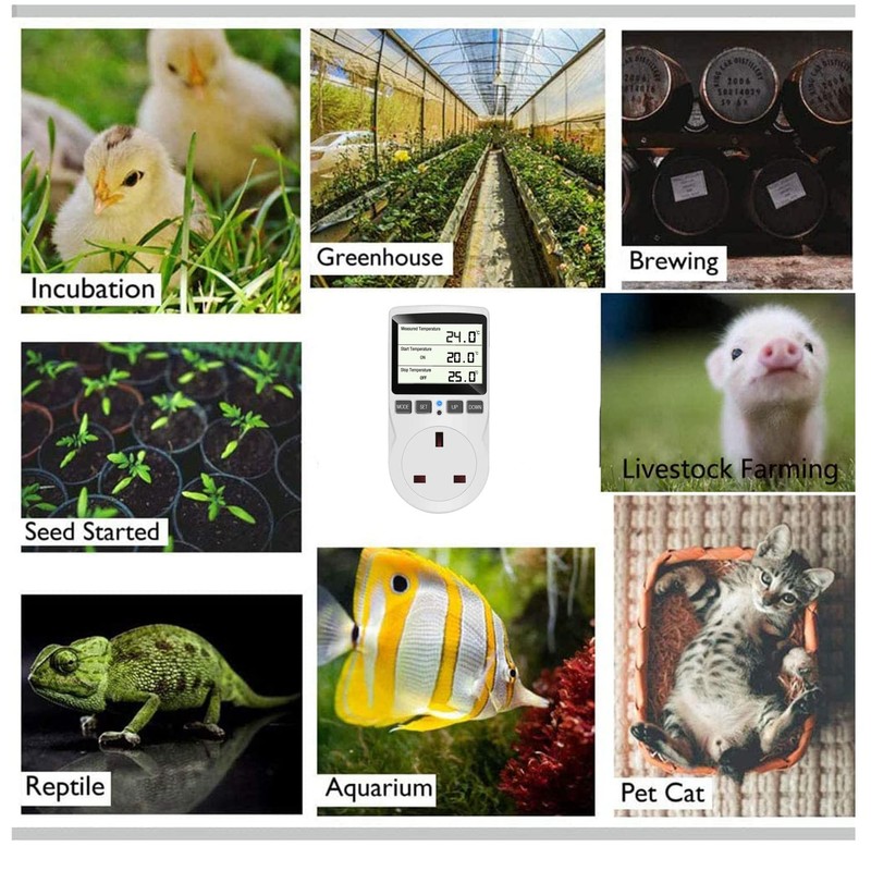 NEKOSUKI Digital Temperature Controller, LCD Screen Heating Cooling Reptile Thermostat