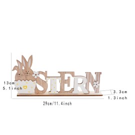 HERZWILD Easter Stand, Easter Decoration for Standing, Lettering with Cute Easter Bunnies, Wooden Easter Decoration for Easter (C-Easter)