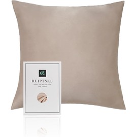Natural Silk Pillowcase Hypoallergenic 22 momme 100% Silk 600 Thread Count with Concealed Zip (Light Champagne, 80 x 80 cm)