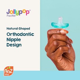 Sotenedor de chupete de animal de peluche Duck RaZbuddy de RAZBABY para recién nacidos y más, hecho en Estados Unidos, chupete ortodóntico desmontable