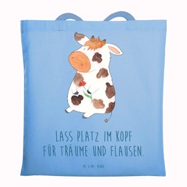Mr. & Mrs. Panda Cow Tote Bag, Gift, Milk, Farmer, Shopping Bag, Shoulder Bag, Farmer, Fabric Bag, Farm, Dreams, Fluff, Yard Animals, Bag, Jute Bag, blue, Hand Drawn