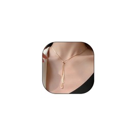 14K Gold Statement Y Necklace for Women,Dainty Double Triangle Pendant Necklace Long Link Chain Lariat Collar Necklace Minimalist Jewelry Gifts (Gold)