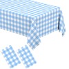 2 Pack Light Blue Gingham Tablecloth Rectangular Pale Blue and