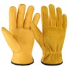 OZERO Leather Work Gloves Flex Grip Tough Cowhide Gardening Glove