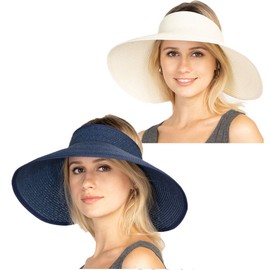 Sun Visor Hats Summer Wide Brim Clip on Beach Adjustable Large Brim Cap Golf Hat for Women…