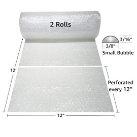 uBoxes Bubble Roll 12" Wide x 24 ft Small Wrap 3/16" Perf Every 12"