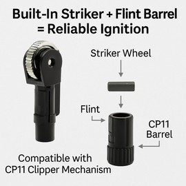 IN SELECT Replacement Flint System for Clipper Lighter CP11 - Refillable Ignition Flints with Built-in Striker Wheel and Parts Barrel, Universal Fit for Clipper Lighter Standard 5 Packs