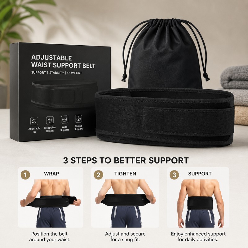 Adjustable Waist Support Belt for Daily Stability – Compression Back