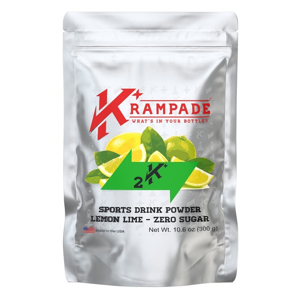 Krampade Original 2K - 2000 mg Potassium Electrolyte Powder Drink Mix | Cramp Relief - Hydration - Increased Performance (Zero Sugar Lemon-Lime, 50-Serving Resealable Pouch)