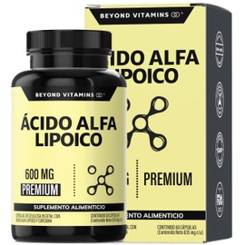 Beyond Vitamins | Ácido Alfa Lipóico (ALA) 600mg por cápsula, potenciado con Cúrcuma | Alpha Lipoic Acid de 1 sóla cápsula al día | 2 meses | Cápsulas