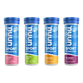 Nuun Sport Tabletas Electrolíticas – Hidratación Vegana con 5 Electrolitos, Bajo en Azúcar, Sin Gluten, Sabores Cítrico y Berry, 4 Tubos (40 Porciones)