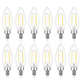 Sigalux E12 LED Bulb Dimmable, 40 Watt Candelabra LED Light Bulbs, Chandelier Light Bulbs, B10 2700K Soft White, Type B Candle Light Bulbs for Chandeliers, Ceiling Fan, Pendant, UL Listed, 12 Pack