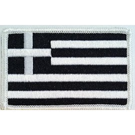 Greece Tactical Flag Black & White Iron-on Patch MC Emblem White Border