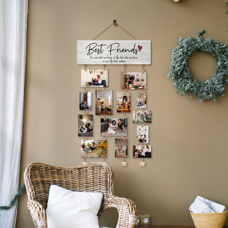 ELMCH Best Friend Frame Photo Collage Board Hanging Display With