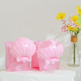 Arm Floaties for Adults and Kids - Cute Cartoon Pool Arm Floaties Armbands Inflatable Swim Floaty PVC Arm Floats for Kids 3-5-6-12 Years (Pink Shell)