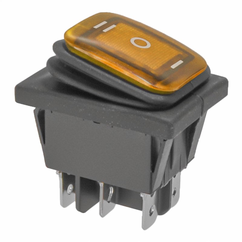 2-Pack Waterproof Rocker Toggle Switch with Yellow Button, ON/Off/ON DPDT