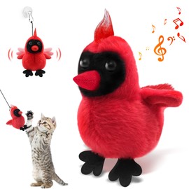 Lollyx Interactive Cat Toys, Flapping Bird Cat Toy with Lifelike Cardinal Chirp Tweet, Rechargeable Automatic Cat Kicker Catnip Toys，Moving Cat Exercise Toys for Bored Indoor Cats Kittens