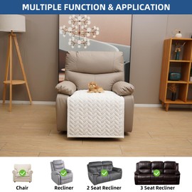 Eismodra Armchair Cover, Armchair Cover for Relaxing Chair, Non-Slip Armchair Cover, Armchair Throw, Sofa Protector Cover with Armrest, Chair Cover for TV Chair, Pets (Cream White, 1 Piece 60 x 100