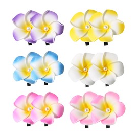 EIYVPRA Pack of 12 Flower Hair Clips, Lily Hair Clip, Hawaiian Flower Hair Clips for Women, Plumeria Hibiscus Hair Clip, Bohemian Tropical Flower Hair Clip, Artificial Flower Clips for Holiday