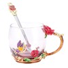 Glass Cup Innovative Flower Tea Cup with Spoon Drink Mug