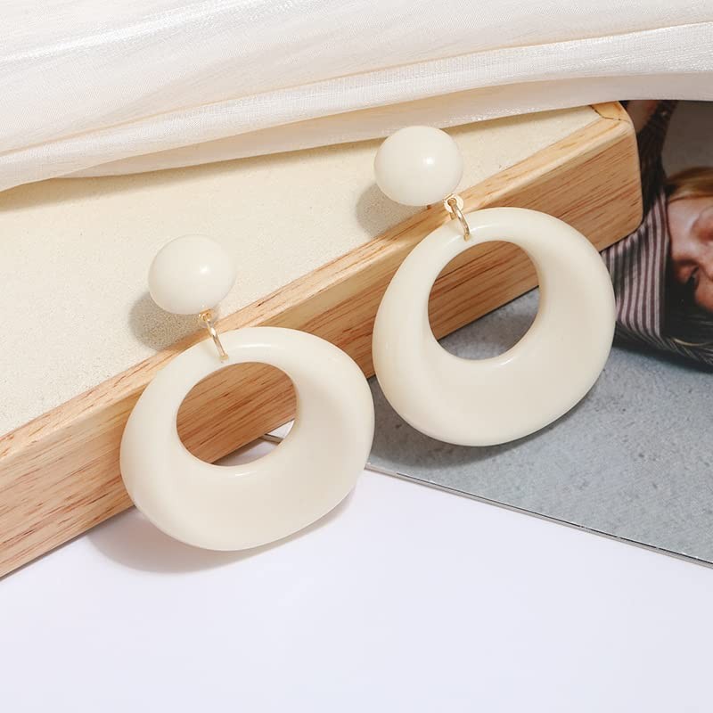 Hollow Round Acrylic Dangle Earrings Transparent Geometric Multi-Color Fashion Earrings