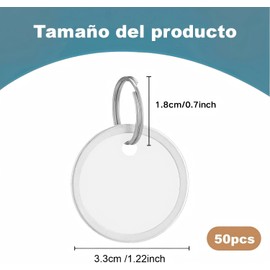 50PCS Etiquetas para Llaves, 31mm Blancas Escribibles, Identificación Rápida Evita Confusiones, Paquete de 50 Piezas con Anillas Metálicas, para Equipaje, USB y Almacenamiento