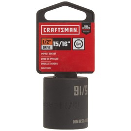 CRAFTSMAN Shallow Impact Socket, SAE, 1/2 Inch Drive, 15/16 Inch, 6 Point (CMMT15857)