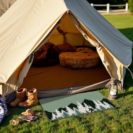 DOFQZ Bigfoot Sasquatch RV Outdoor Mat 17x30, Funny Forest Camping Rug for Camper Door, RV Must Haves Mat for Inside Outside Entrance, Camper Rugs for RV Decor, Bigfoot Decor Camping Lover Gift，DD049