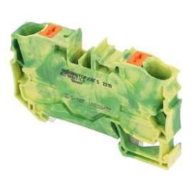 2210-1207 | WAGO 2-CONDUCTOR GROUND TERMINAL BLOCK WITH PUSH BUTTON 10 MM GREEN-YELLOW