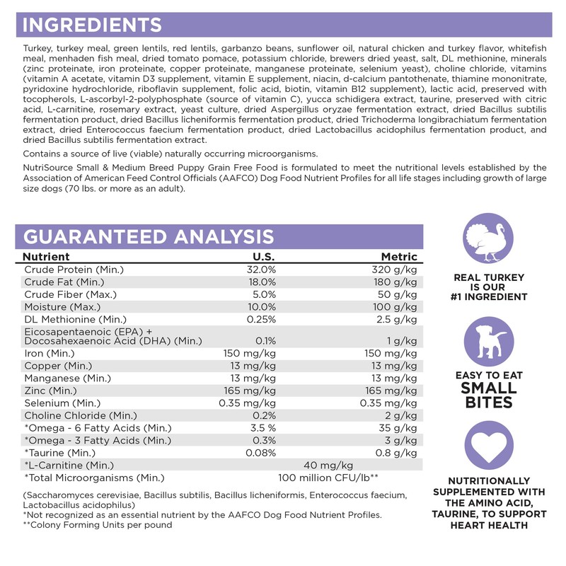 NutriSource Grain Free Dry Puppy Food for Small and Medium